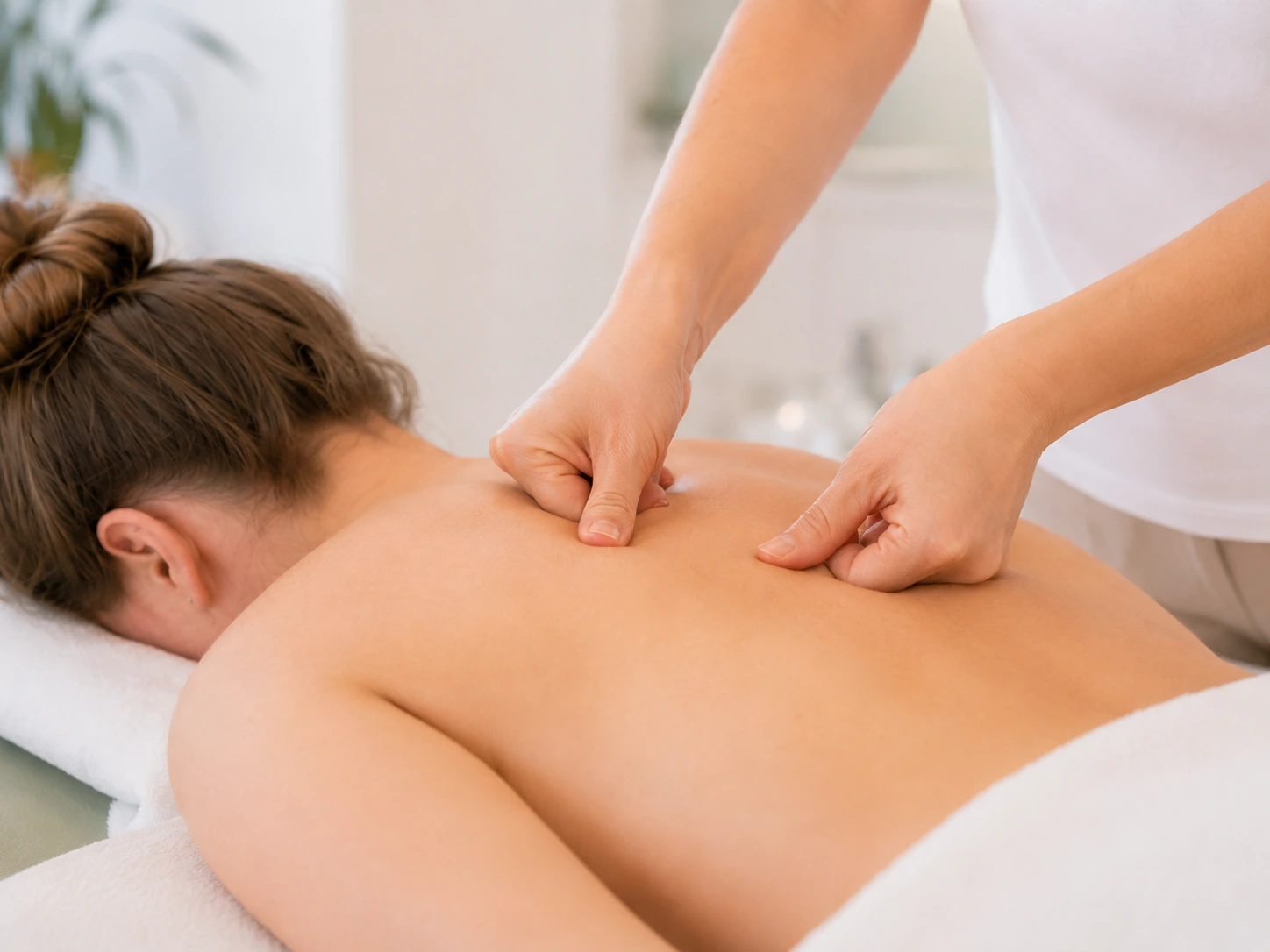 Therapeutische Arbeit am Rücken mit gezieltem Daumendruck im Akupunktur Zentrum Sursee